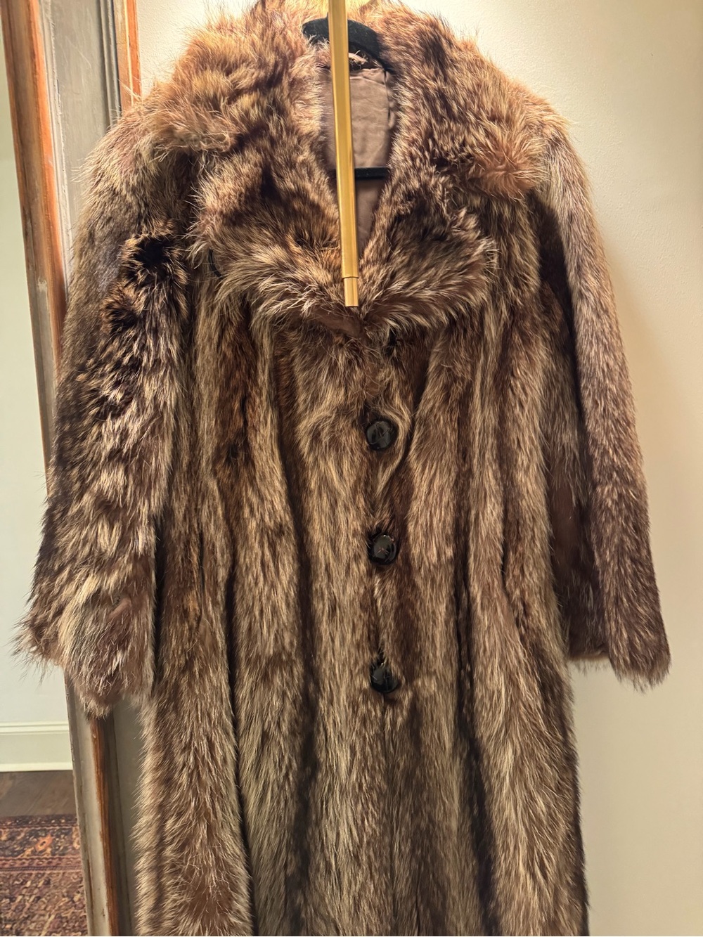 Vintage Canadian Raccoon Fur Coat, Full Length, Restored